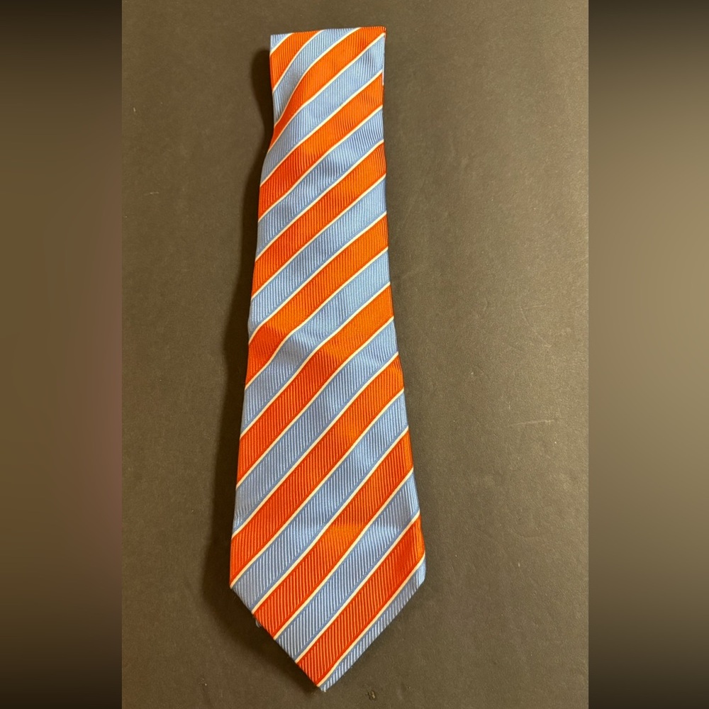 Dunhill Vibrant Orange and Blue Striped Tie